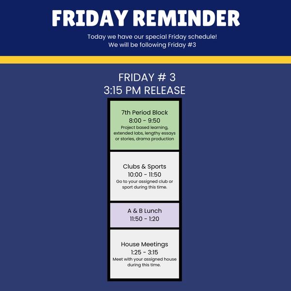 Friday #3 Schedule